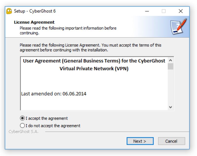Click mục Accept và nhấn next