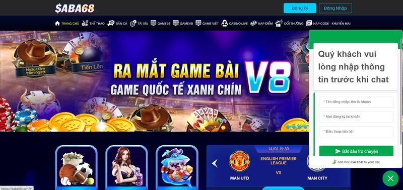 Giới thiệu trang game trực tuyến Saba68